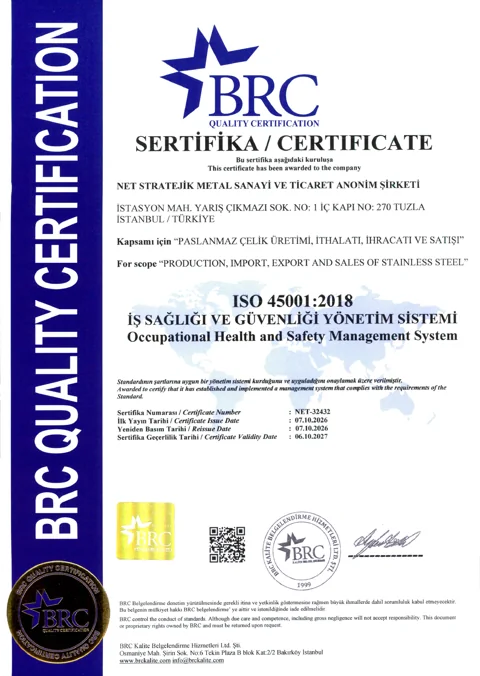 ISO 45001:2018 — NET Stratejik Metal