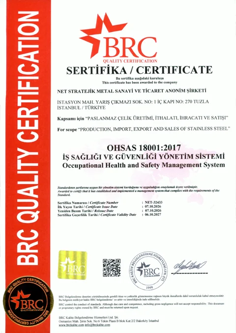 OHSAS 18001 — NET Stratejik Metal